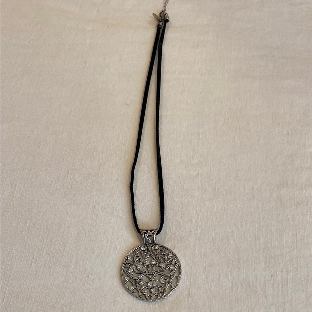 Lia Sophia Silver and Black Filigree Necklace